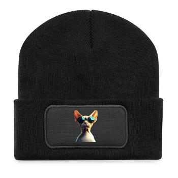 Sphynx Cat Sphynx Cat Canadian Cat Cute Sphinx - Recycled Patch Beanie - black - Front