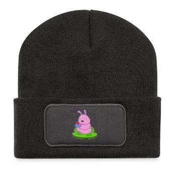 Fleurs de chenille - Beanie recyclé à patch - charbon - Devant