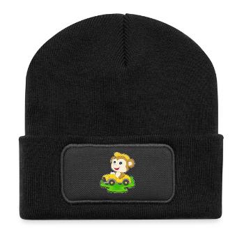 Affe Auto - Recycelte Patch Beanie - Schwarz - Vorne