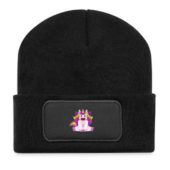 funny unicorn - Recycled Patch Beanie - black - Front