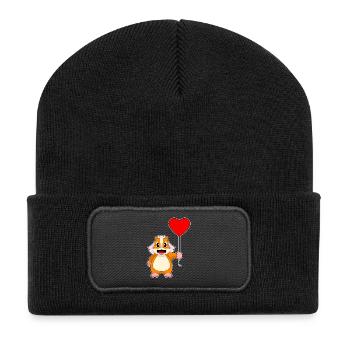Mariage en ballon de mariée hamster - Beanie recyclé à patch - noir - Devant