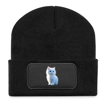 Chat Angora Blanc Chat Angora Chats Angora Mignons - Beanie recyclé à patch - noir - Devant