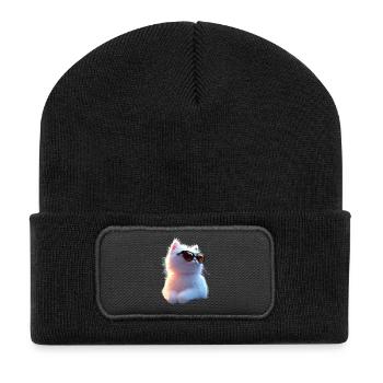 Chat Angora Blanc Chat Angora Chats Angora Mignons - Beanie recyclé à patch - noir - Devant