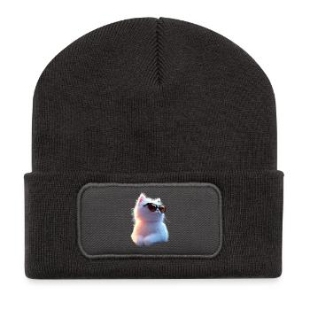 Angora Katze Weiße Angorakatze Süße Angora Katzen - Recycelte Patch Beanie - Dunkelgrau - Vorne