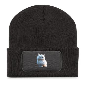 Chat Angora Blanc Chat Angora Chats Angora Mignons - Beanie recyclé à patch - charbon - Devant