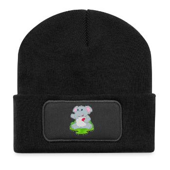 Elefant Poker Pokerkarten - Recycelte Patch Beanie - Schwarz - Vorne