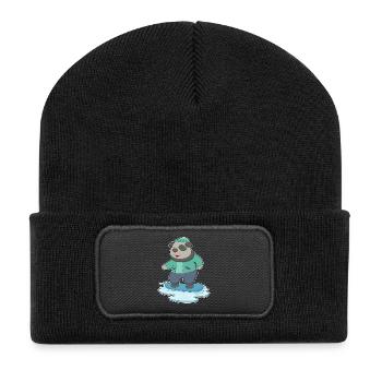 Snowboard chien snowboardeur - Beanie recyclé à patch - noir - Devant