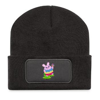 Oeuf de Pâques lapin - Beanie recyclé à patch - charbon - Devant