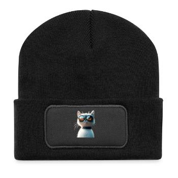 Chat Ragdoll Chat Ragdoll Chat Mignon Chats Ragdoll - Beanie recyclé à patch - noir - Devant