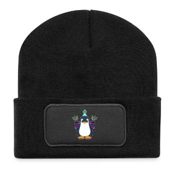 Pingouin Anniversaire Confettis - Beanie recyclé à patch - noir - Devant
