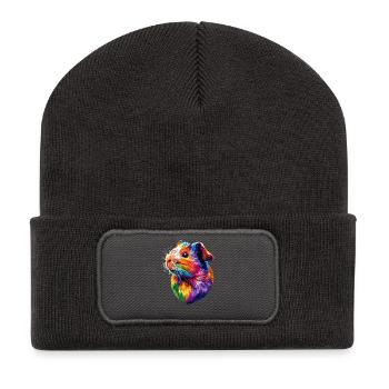Meerschweinchen Nagetiere Capybara Süßes Nager - Recycelte Patch Beanie - Dunkelgrau - Vorne