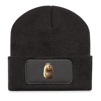 Capybara Be Capy Wasserschwein Lustiges Capybara - Recycelte Patch Beanie - Dunkelgrau - Vorne