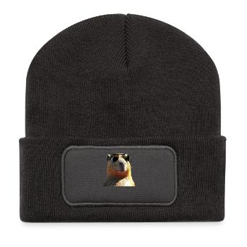 Capybara Be Capy Wasserschwein Lustiges Capybara - Recycelte Patch Beanie - Dunkelgrau - Vorne
