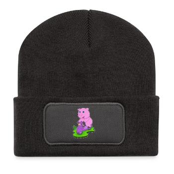 Trottinette Pig - Beanie recyclé à patch - charbon - Devant