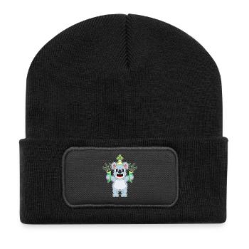 Koala Geburtstag Partyhut - Recycelte Patch Beanie - Schwarz - Vorne