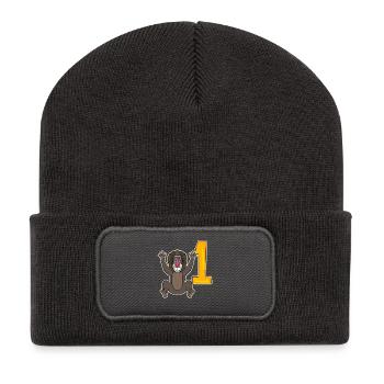 Zahl 1 Nummer Eins - Affe Motiv - Recycelte Patch Beanie - Dunkelgrau - Vorne
