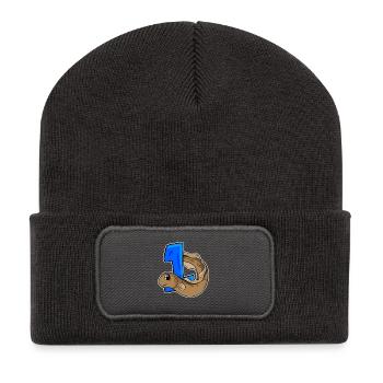 Number 1 Number One - Eel Pisces Motif - Recycled Patch Beanie - dark grey - Front