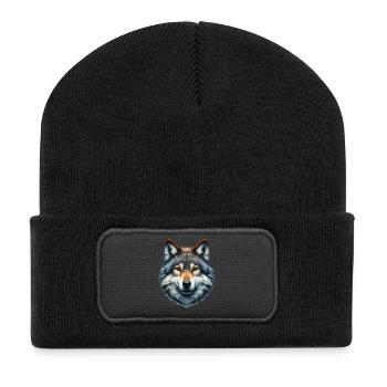 Wolf - Recycelte Patch Beanie - Schwarz - Vorne