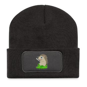 Hérisson Baseball Batte de Baseball - Beanie recyclé à patch - charbon - Devant