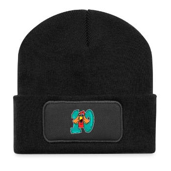 10. Geburtstag Motiv Papagei - zehn - 10 Jahre - Recycelte Patch Beanie - Schwarz - Vorne