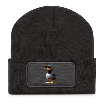 Ente Stockente Entenküken Duck Entlein Erpel Enten - Recycelte Patch Beanie - Dunkelgrau - Vorne