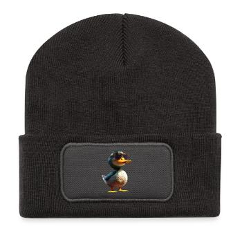 Ente Stockente Entenküken Duck Entlein Erpel Enten - Recycelte Patch Beanie - Dunkelgrau - Vorne