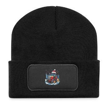 tracteur Noël agriculteur Chapeau de Noël agriculteur - Beanie recyclé à patch - noir - Devant