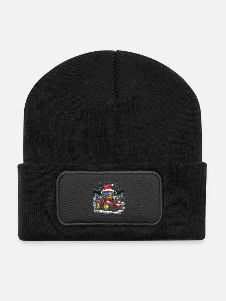 tracteur chapeau de Noël agriculteur Noël agriculteur - Beanie recyclé à patch - noir