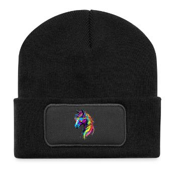 Pony Reitpony Fohlen Reiterin Ponys Reiten Ponyhof - Recycelte Patch Beanie - Schwarz - Vorne