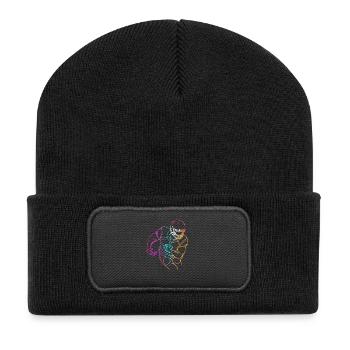 American Footballer Strichzeichnung - Recycelte Patch Beanie - Schwarz - Vorne
