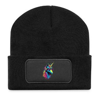 Licorne coloré arc-en-ciel chevaux chevauchant licornes - Beanie recyclé à patch - noir - Devant