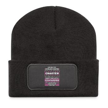 EINE STOLZE CHEFIN BRILLIANTER CHAOTEN - Recycelte Patch Beanie - Dunkelgrau - Vorne