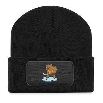 Beaver Hockey Hockey Stick - Recycled Patch Beanie - black - Front