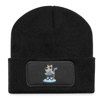 Dog Hockey Hockey Stick - Recycled Patch Beanie - black - Front