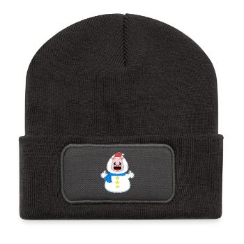 Cochon Noël Bonhomme de neige - Beanie recyclé à patch - charbon - Devant