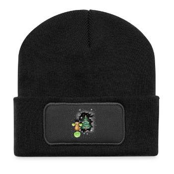 Hiver Cacahuète Chou Roi Légume Noël Végétarien - Beanie recyclé à patch - noir - Devant