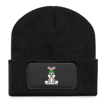 Sucette pour bébé lapin - Beanie recyclé à patch - noir - Devant