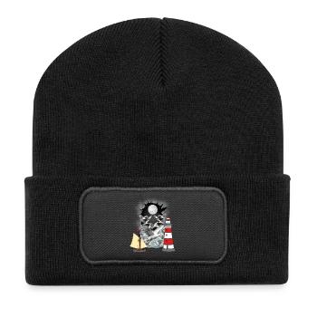 maritime, seagulls, seagull, lighthouse, sailing ship, boat - Recycled Patch Beanie - black - Front