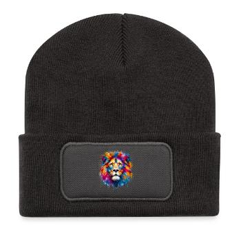 Lion - Recycled Patch Beanie - dark grey - Front