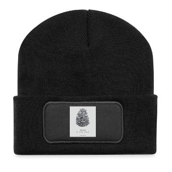 Tannenzapfen Weihnachten Skizze | Pinecone Xmas - Recycelte Patch Beanie - Schwarz - Vorne