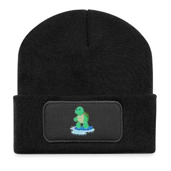 Turtle Snowboarder Snowboard - Recycled Patch Beanie - black - Front