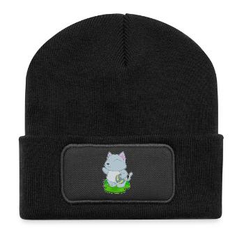 Chat Joueur de Volley-ball Volley-ball - Beanie recyclé à patch - noir - Devant