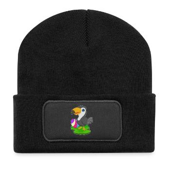 Tukan Ostern Osterei - Recycelte Patch Beanie - Schwarz - Vorne