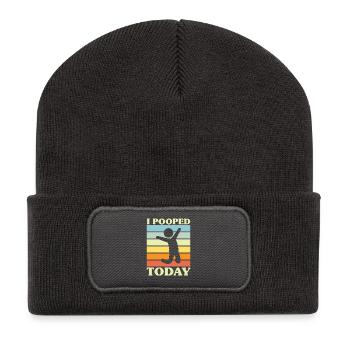 I pooped today - Recycelte Patch Beanie - Dunkelgrau - Vorne