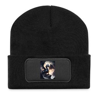 Dunkler Schattendrache - Recycelte Patch Beanie - Schwarz - Vorne