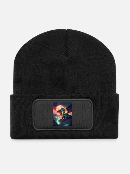 Magischer Drache - Recycelte Patch Beanie - Schwarz
