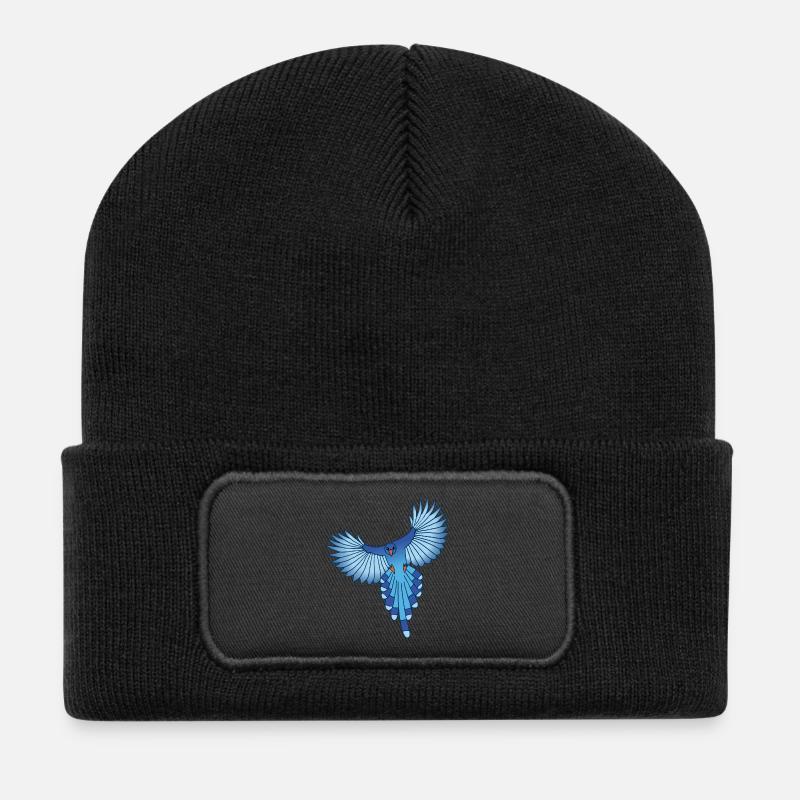 Der Flug des blauen Vogels - Recycelte Patch Beanie - Schwarz