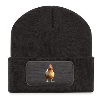 Poulet Poulet Poule Ferme Fermier Poulets mignons - Beanie recyclé à patch - charbon - Devant