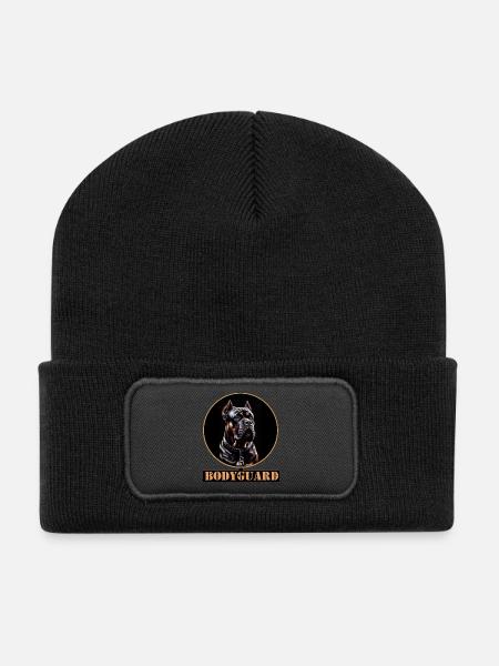 Bodyguard Cane Corso Portrait - Recycled Patch Beanie - black