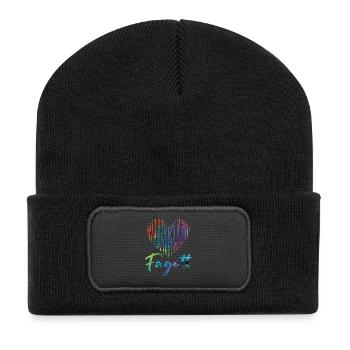 Fagott Herz Design für Fagottisten - Recycelte Patch Beanie - Schwarz - Vorne